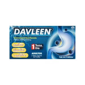 DAVLEEN QUINFAMIDA/ALBENDAZOL DESPARACITANTES/150 MG C/2 TBLS