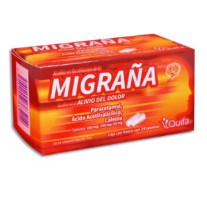 PARACETAMOL/ACIDO ACETIL/ CAFEINA 250/250/65 MG C/24 MIGRAÑA