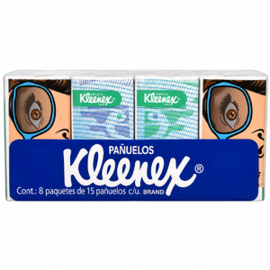 KLEENEX SELLA PACK C/8 C/U 15 PAÑUELOS DESECHABLES