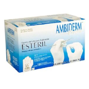 GUANTE DE LATEX NO EST P/EXP MED CAJA C/100 PZAS *AMB*PLUS AZUL