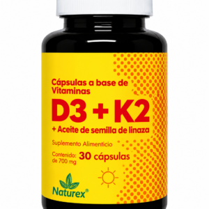 VITAMINAS D3 + K2 Y ACEITE DE SEMILLA DE LINAZA C/30